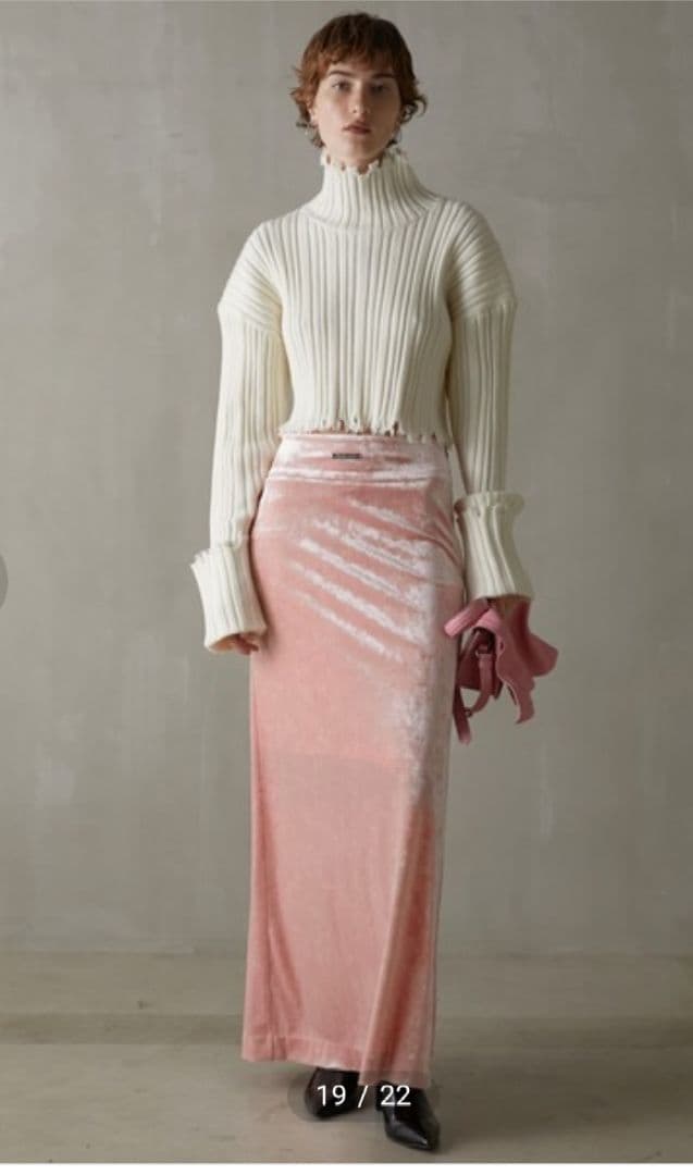 prank project♡クラッシュベロアマキシスカート♡ピンク