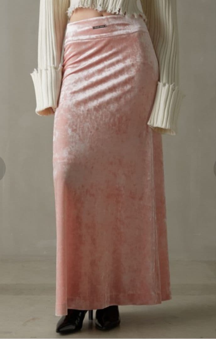 prank project♡クラッシュベロアマキシスカート♡ピンク