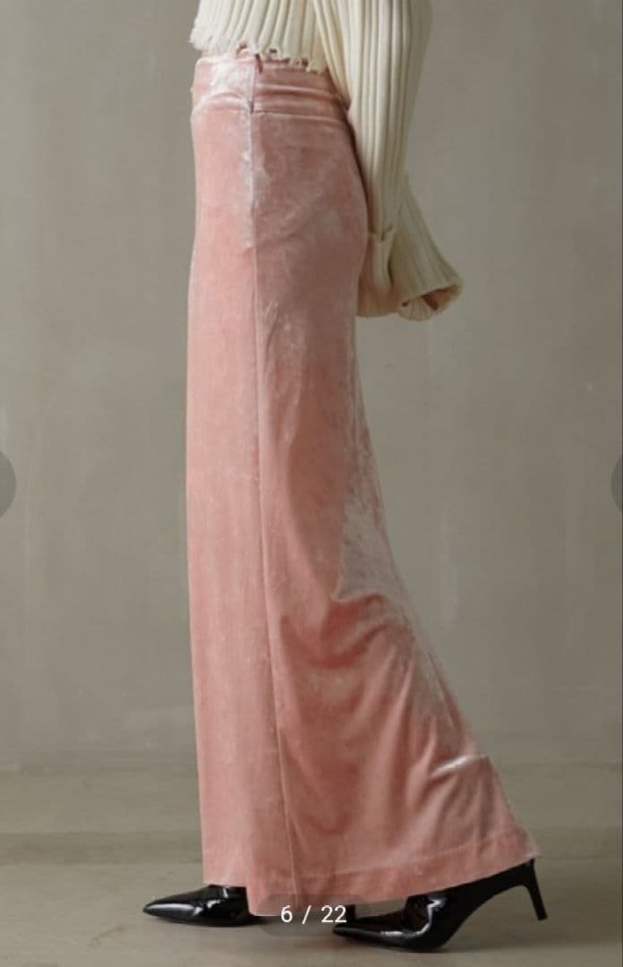 prank project♡クラッシュベロアマキシスカート♡ピンク