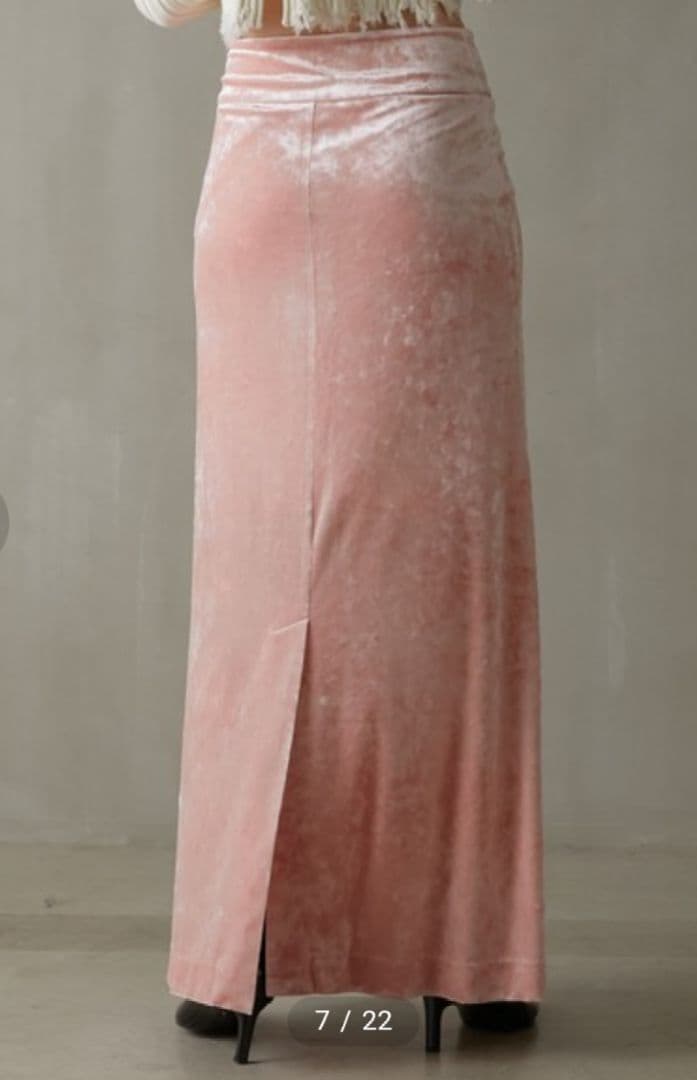 prank project♡クラッシュベロアマキシスカート♡ピンク