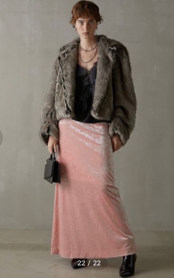 prank project♡クラッシュベロアマキシスカート♡ピンク