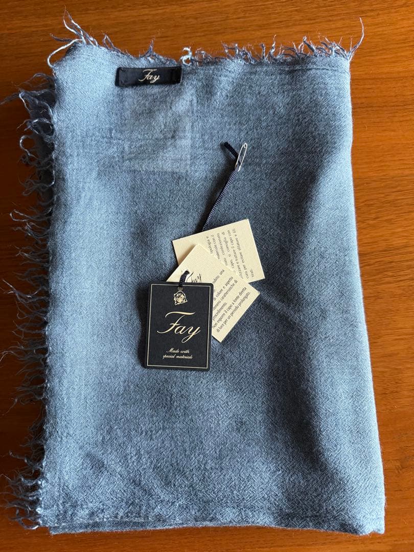 FAY マフラーストール カシミア混 ブルーネイビー アウトレッ