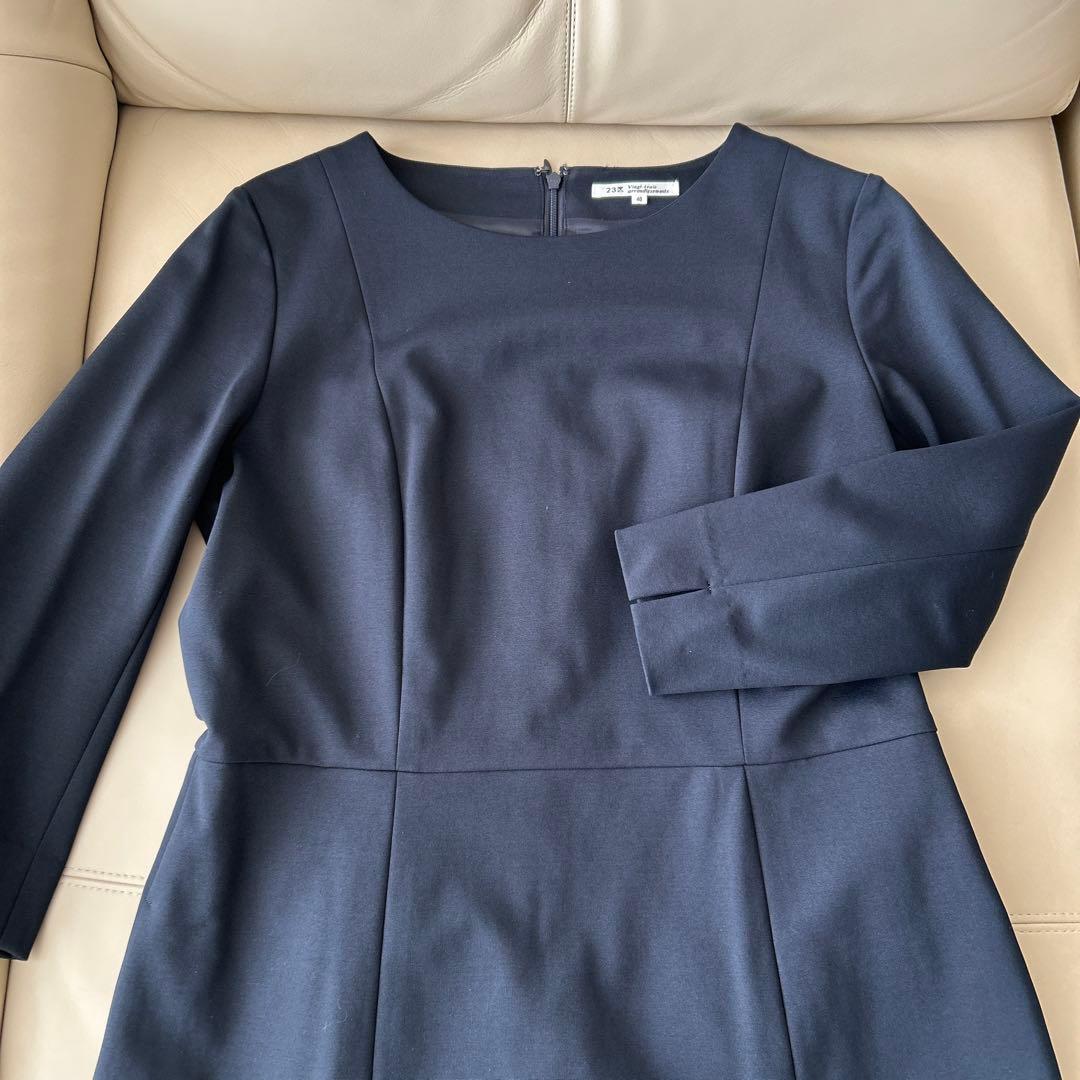 23区 セレモニー　ワンピース＆ジャケット　紺40 卒業式　入学式　面接に