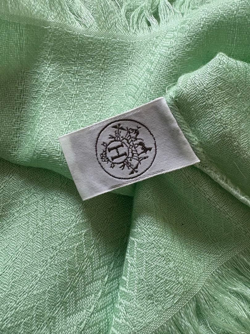 エルメス カシミヤシルク 大型ストール ミントグリーン エルメス