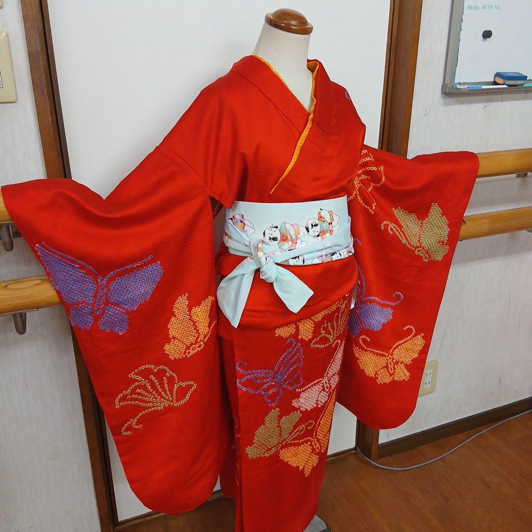 極上の逸品 正絹蝶々の絞り 七五三 七歳 ハーフ成人式 ほぼ未使用