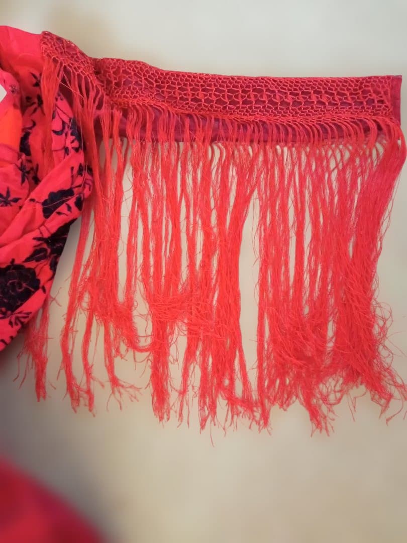 フラメンコドレス 赤 花柄刺繍