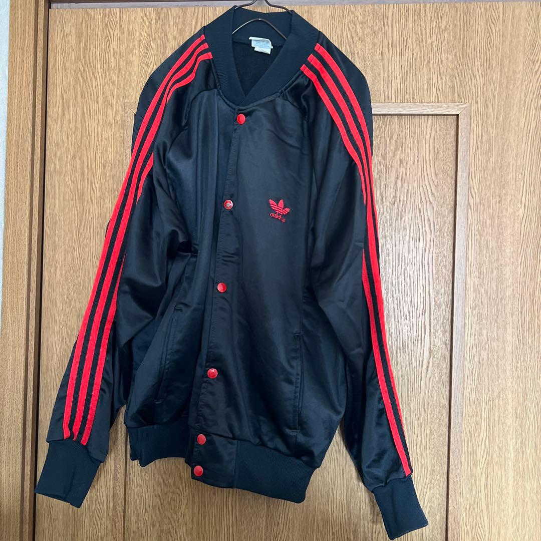 adidas スナップスタジャン ジャージ L 赤黒
