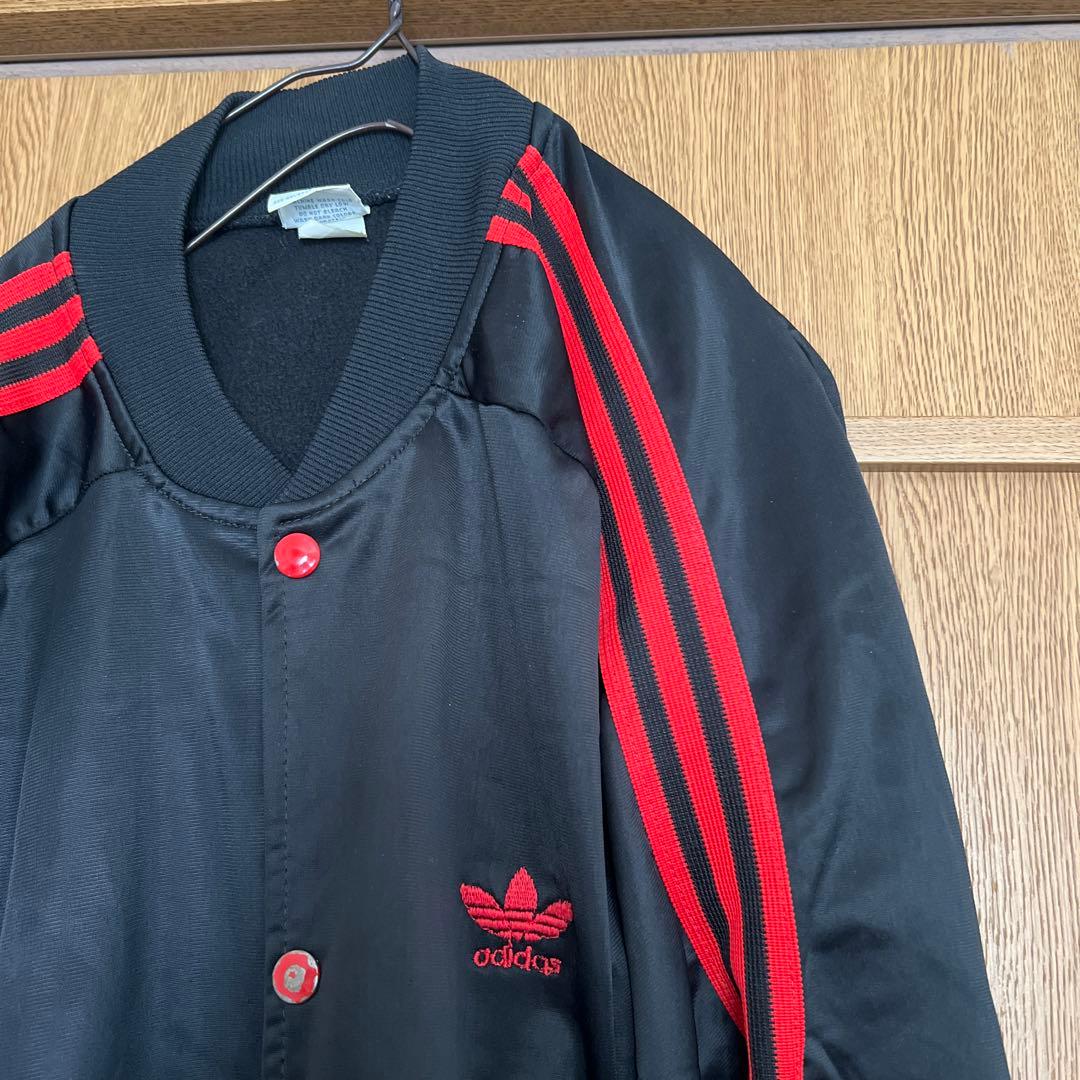 adidas スナップスタジャン ジャージ L 赤黒