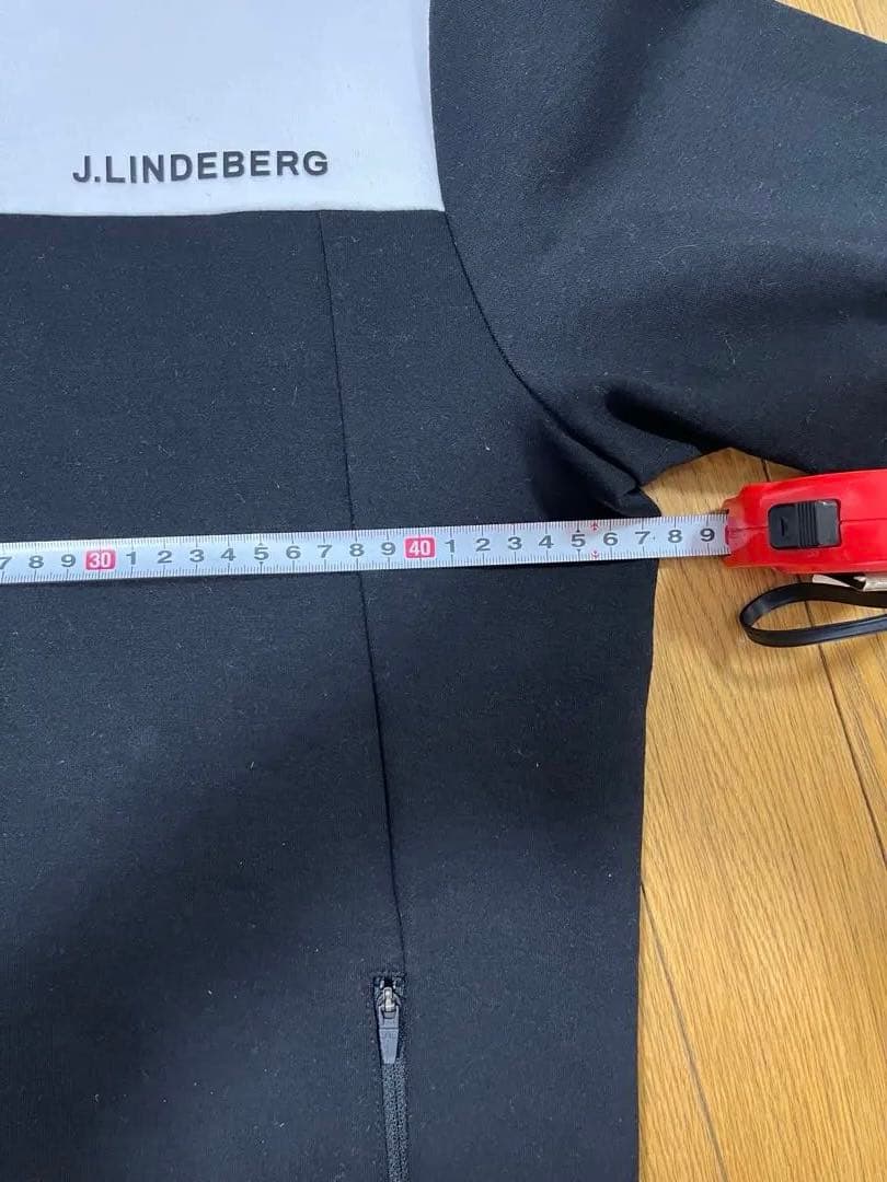 J.LINDEBERG メンズゴルフウェア フルジップパーカーブラック×ホワイト