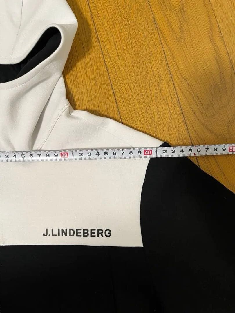 J.LINDEBERG メンズゴルフウェア フルジップパーカーブラック×ホワイト
