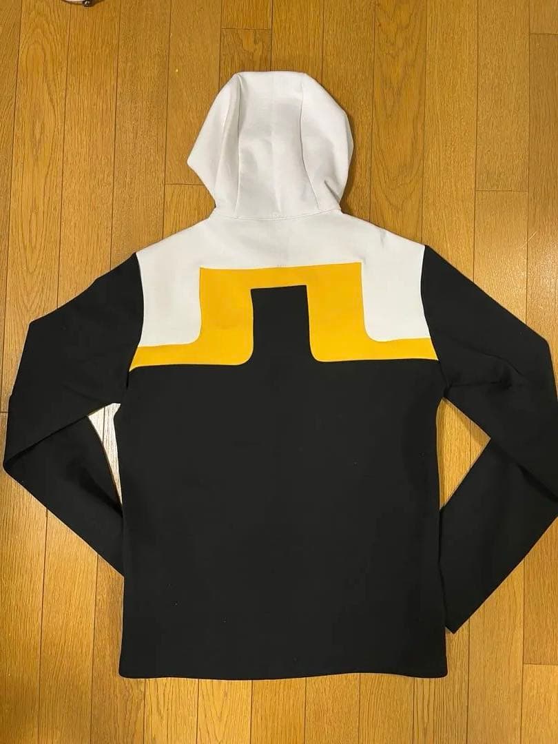 J.LINDEBERG メンズゴルフウェア フルジップパーカーブラック×ホワイト