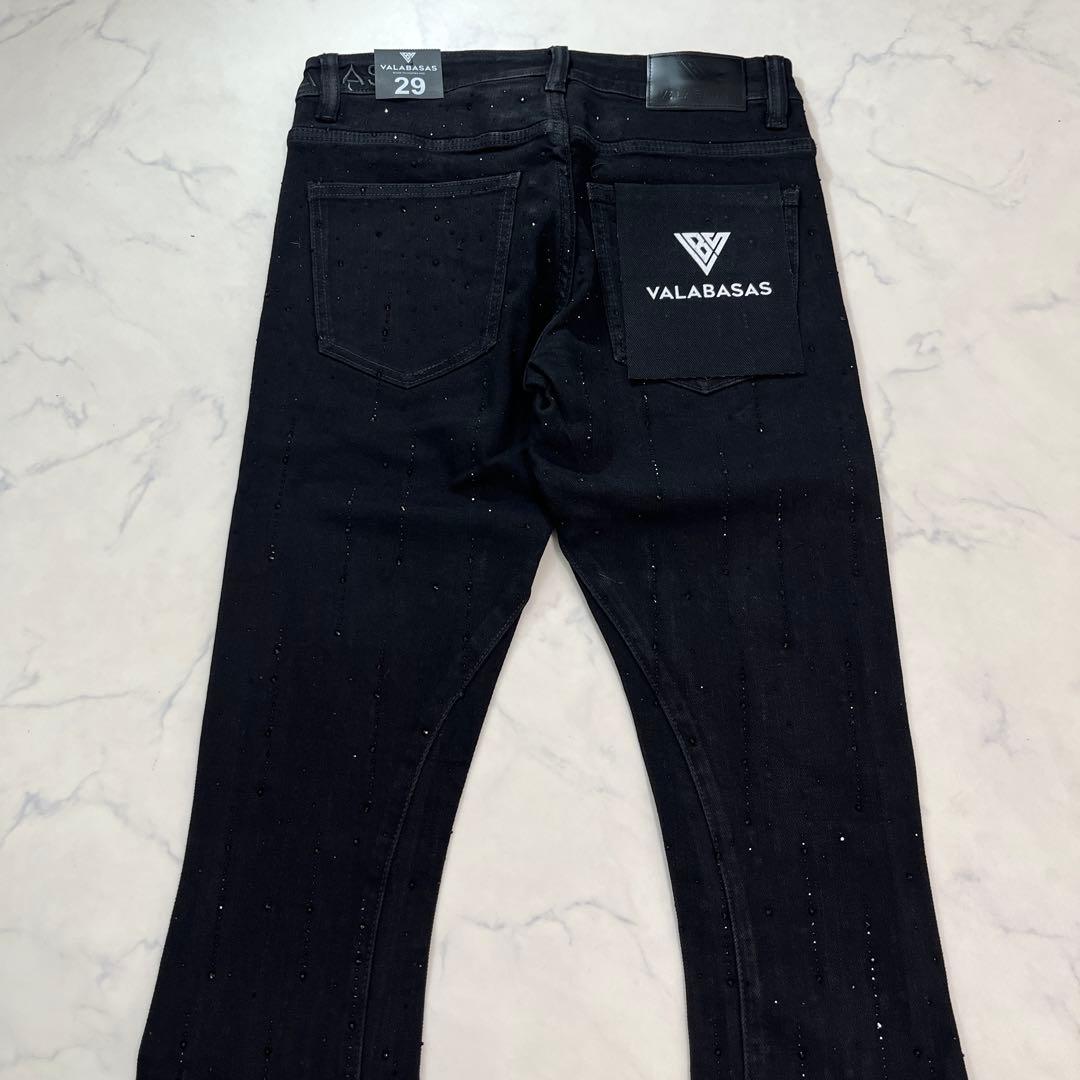 新品 バラバサスvalabasas ラインストーンブラックスキニーフレア
