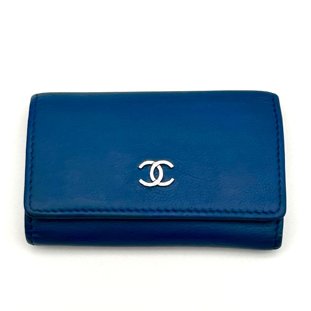 CHANEL シャネル キーケース レザー ブルー