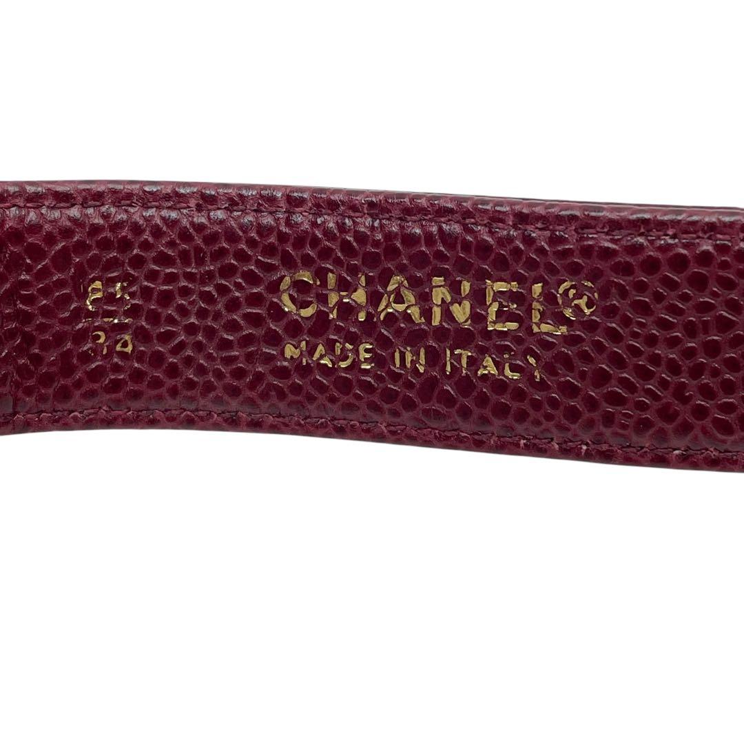 シャネル キャビアスキン ココマーク ウエスト ボディ バッグ ボルドー