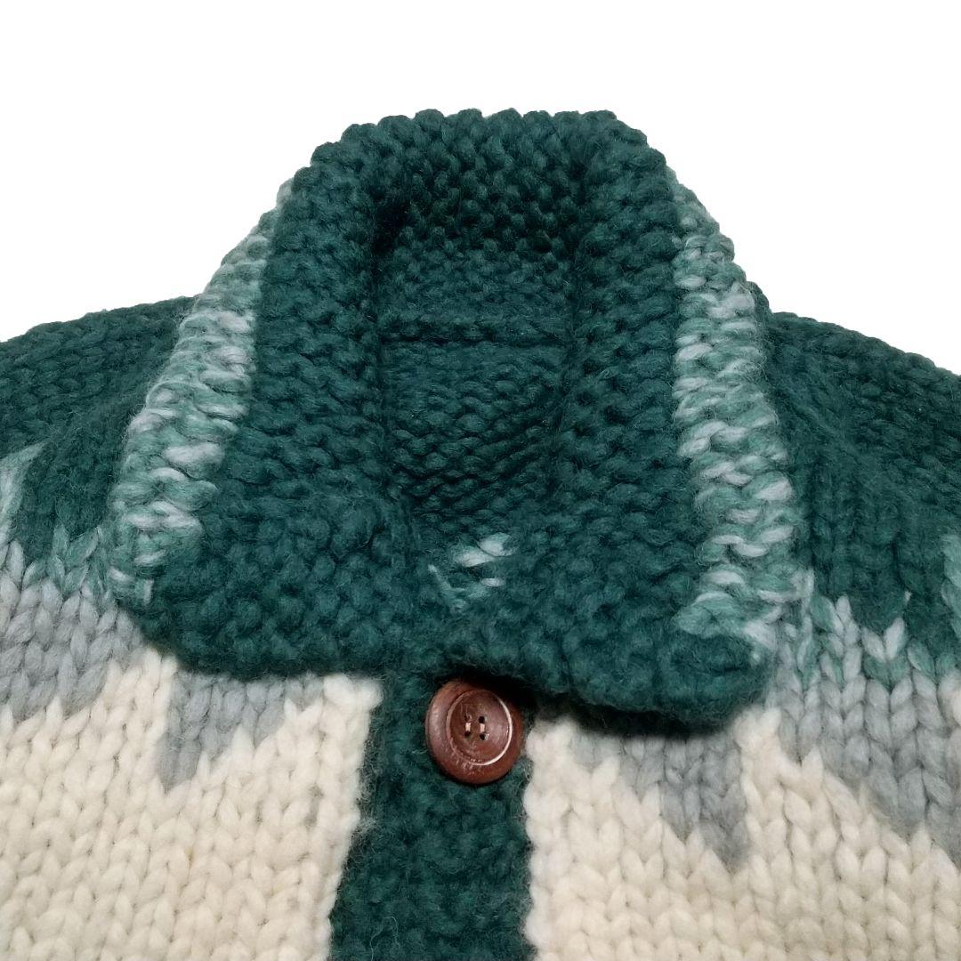 レアカラー vintage カウチンセーター 緑 ノルディック ウール肉厚