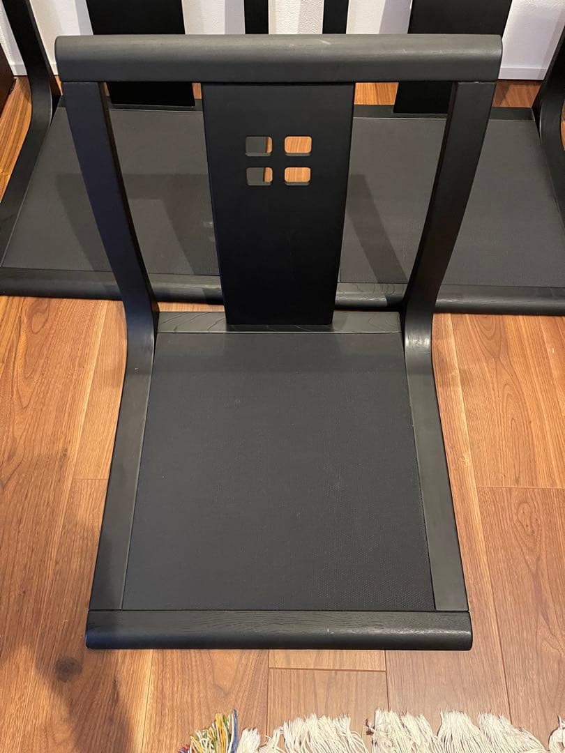 hikari 光製作所 木製座椅子 黒和モダン 旅館 和室 三脚セット-日本
