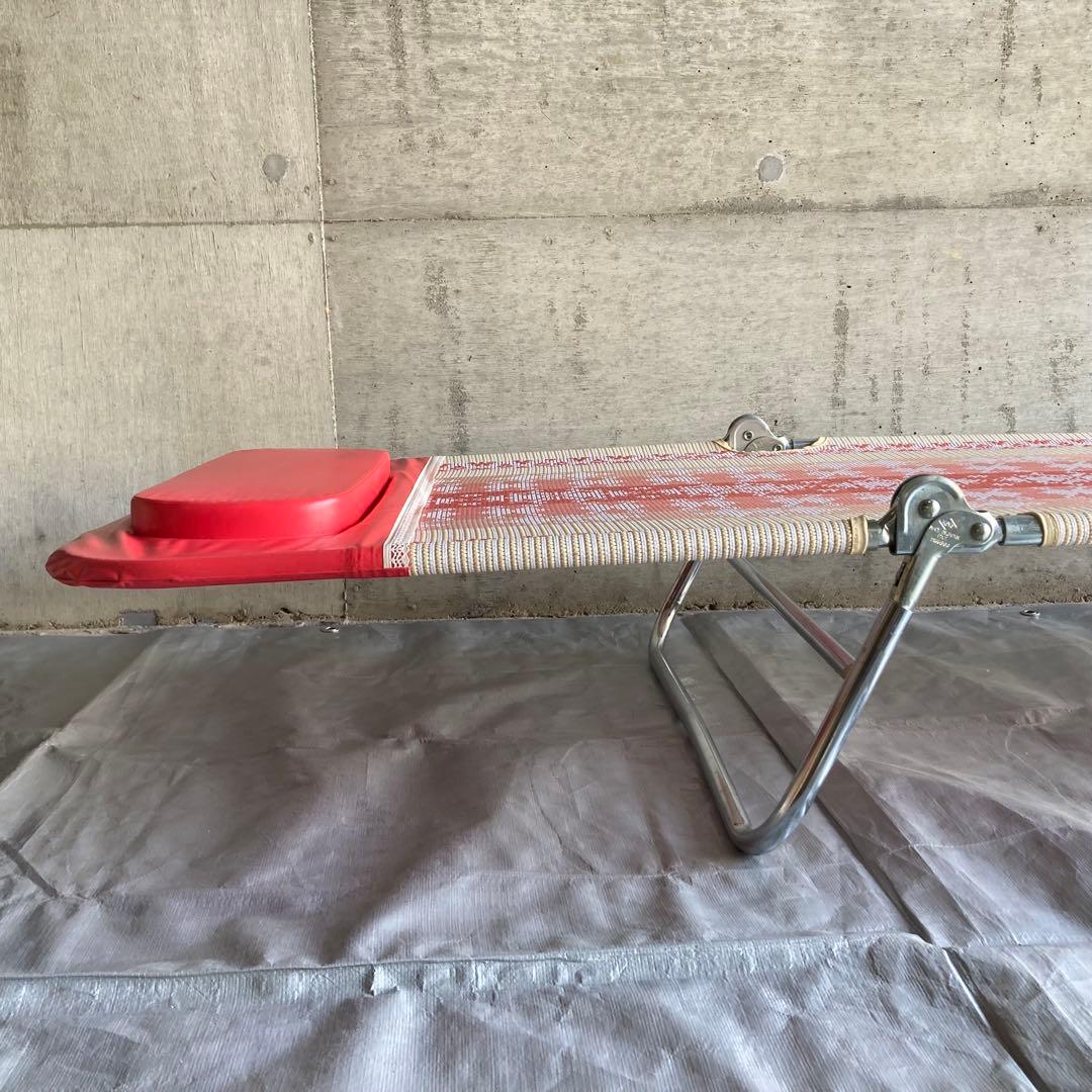 アルプス サマーベッド ボンボン リクライニング 折り畳み 赤 昭和レトロ 新品