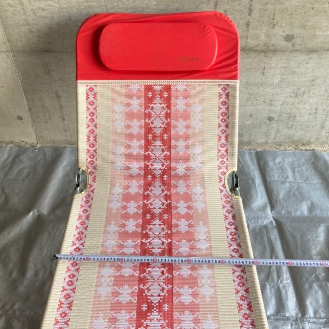 アルプス サマーベッド ボンボン リクライニング 折り畳み 赤 昭和レトロ 新品