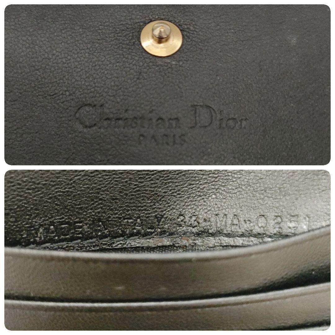 ディオール　折り財布　ガーデニアウォレット　ブラック　カナージュ　ラムレザー