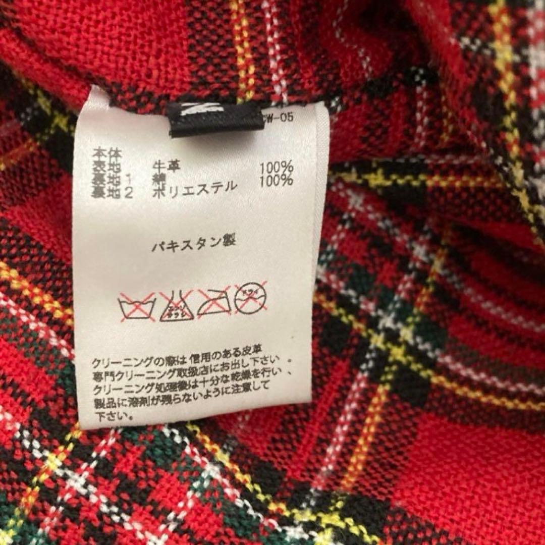 人気⭐️リューグーレザーズ ライダース 黒 牛革 裏地チェック赤