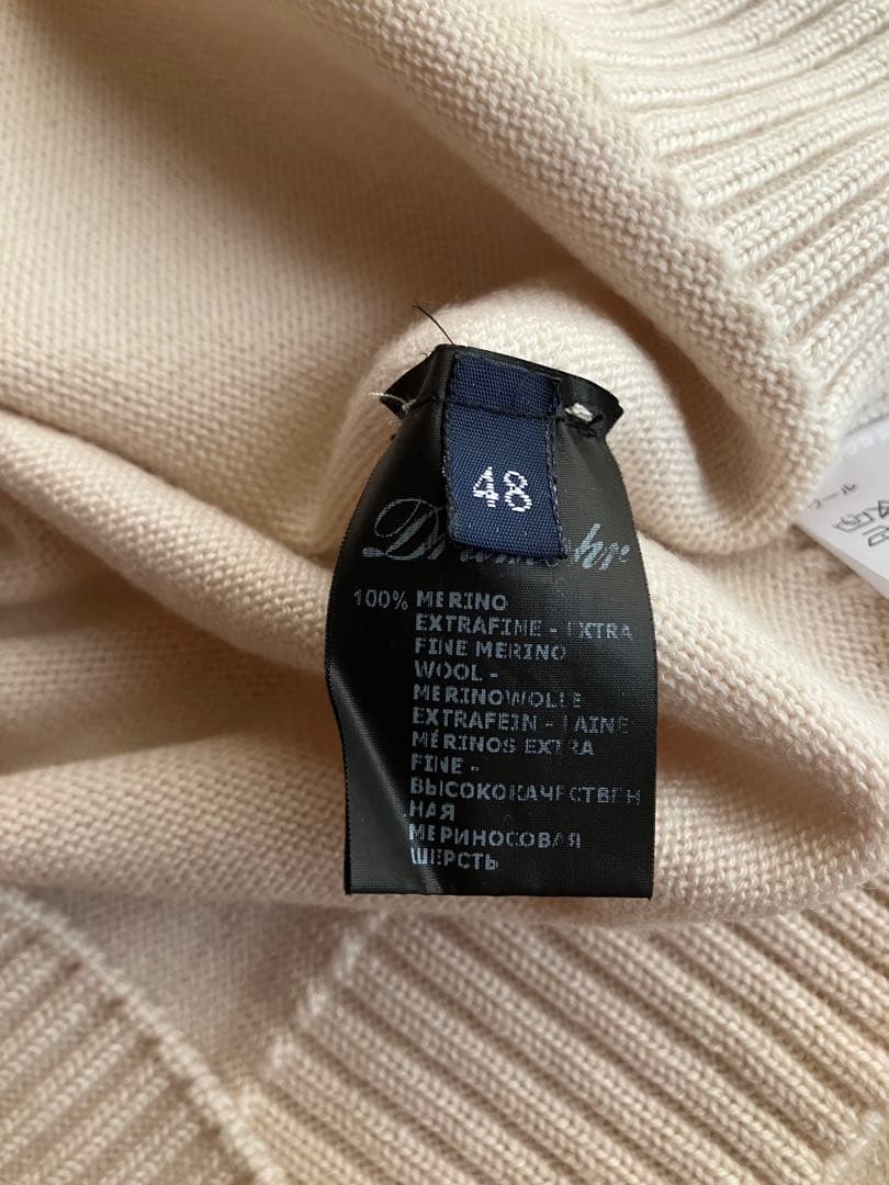 Drumohr メリノウール 8G タートルネックニット オフホワイト 48