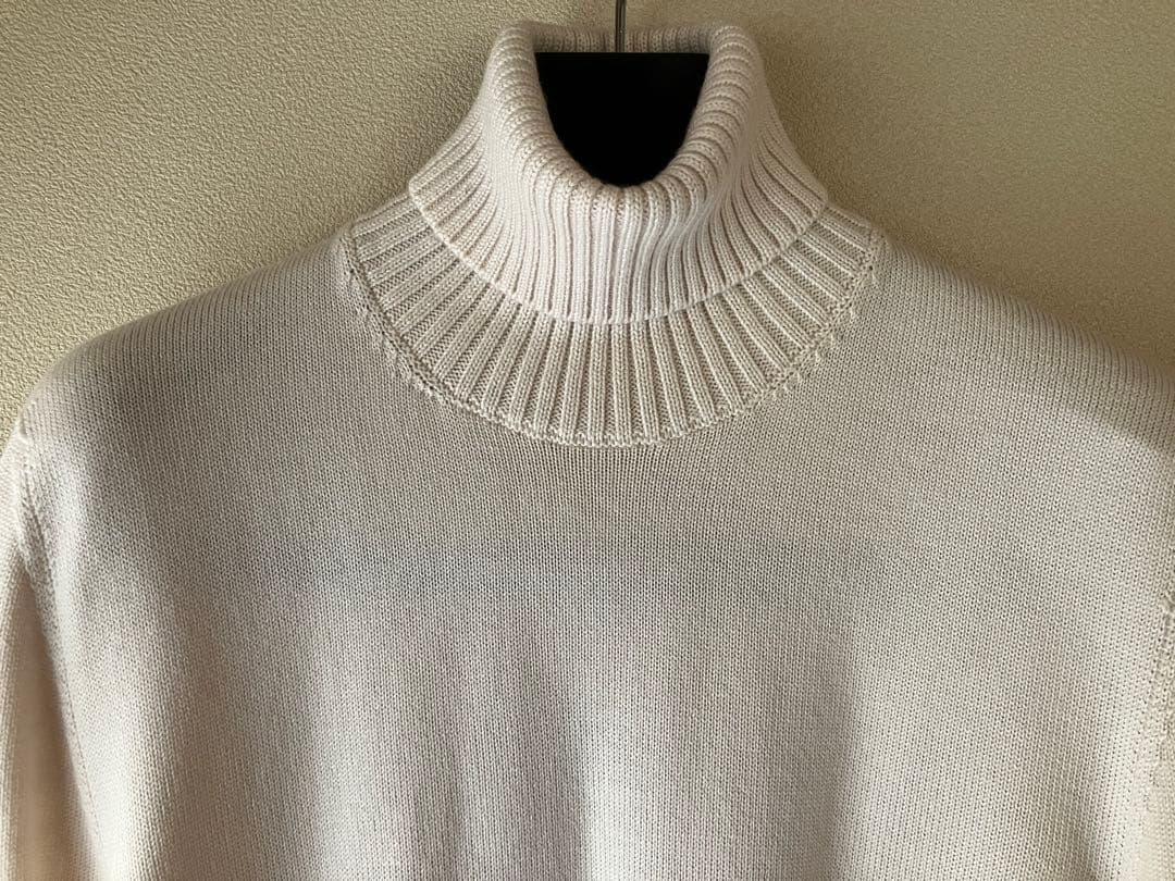 Drumohr メリノウール 8G タートルネックニット オフホワイト 48