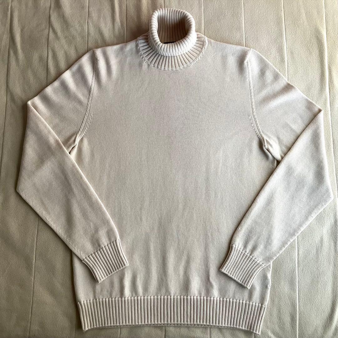 Drumohr メリノウール 8G タートルネックニット オフホワイト 48