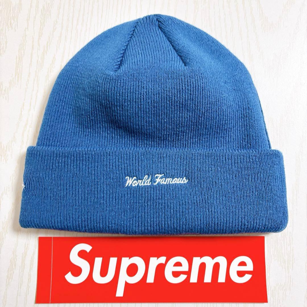 Supreme NEW ERA ニット帽　ビーニー　BOXロゴ　ブルー　水色