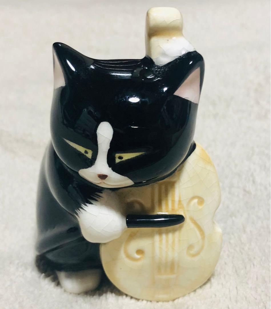 セブンコーポレーション 黒猫楽団 オーケストラ 猫 陶器 置物 ベース