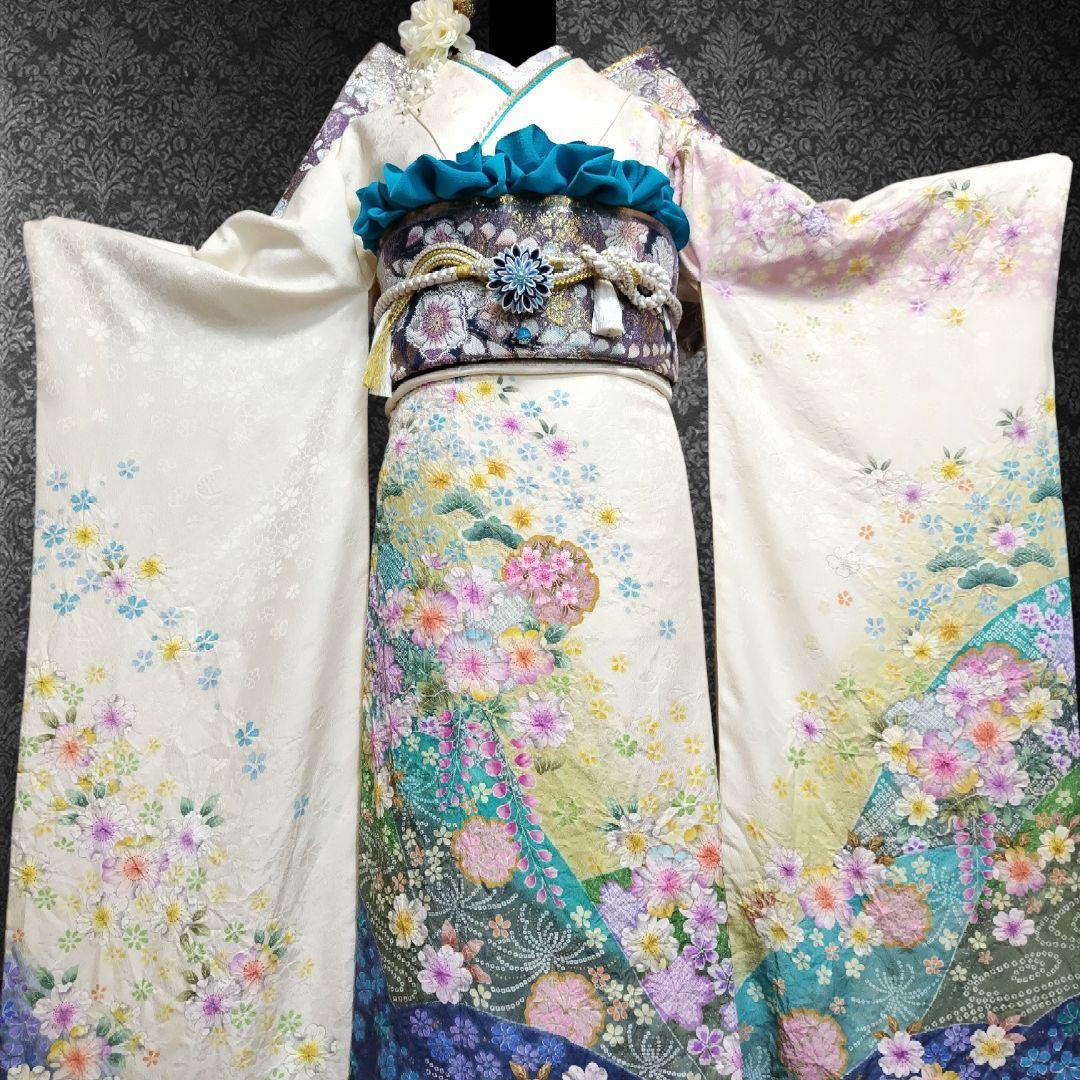 振袖フルセット(8点)・成人式・辻ヶ花・辻が花・花絞り・ブランド・正絹・逸品