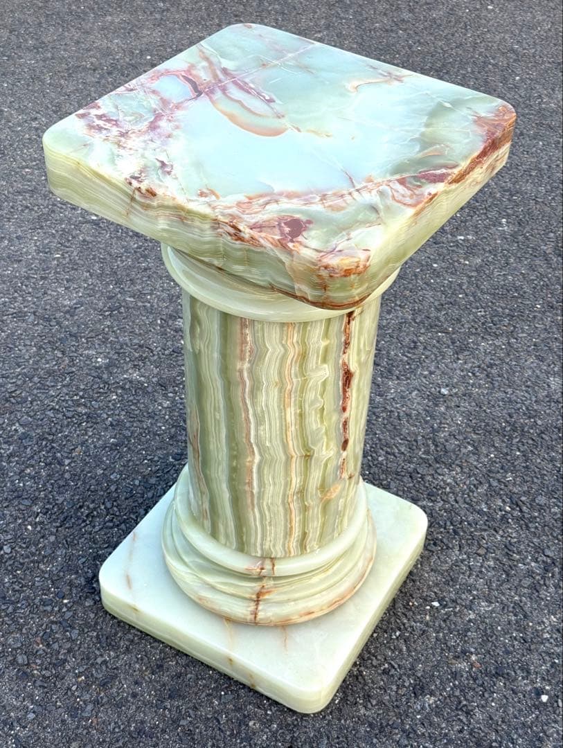 ③高73cm♪ 天然石 大理石 グリーンオニキス 飾り台 オブジェ