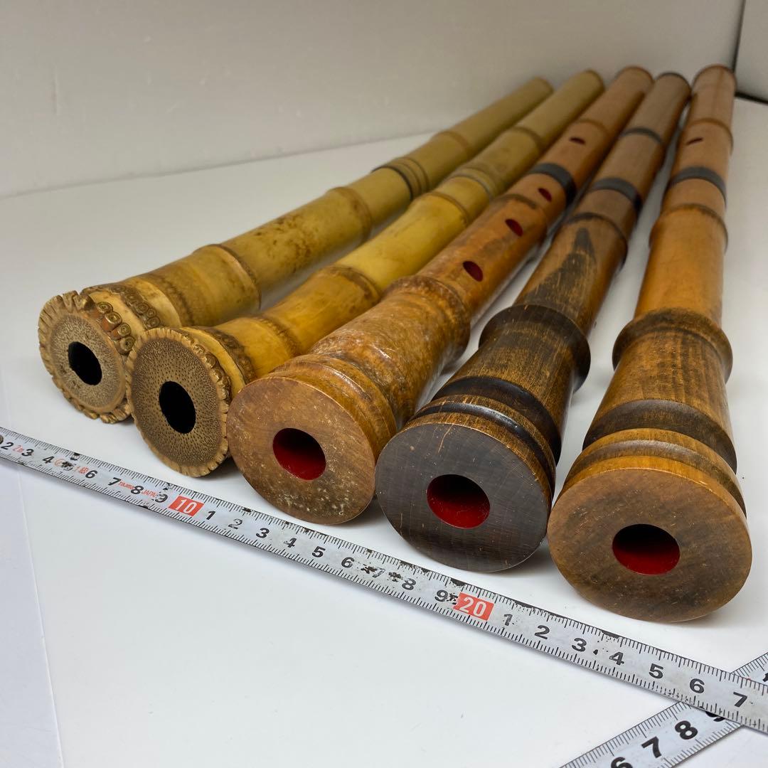 銀三線　尺八等　5本　共箱　トヒサル　東な7-0319①