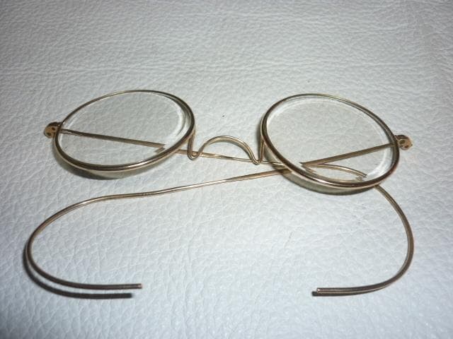 ◆美品 大正時代 ケース付！丸型 12金張り ボシュロム社製 メタルフレーム