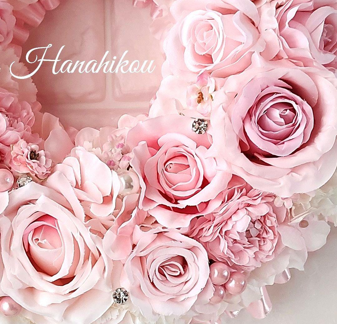 ピンクローズとラナンキュラスの豪華スウィート特大リース♪♪