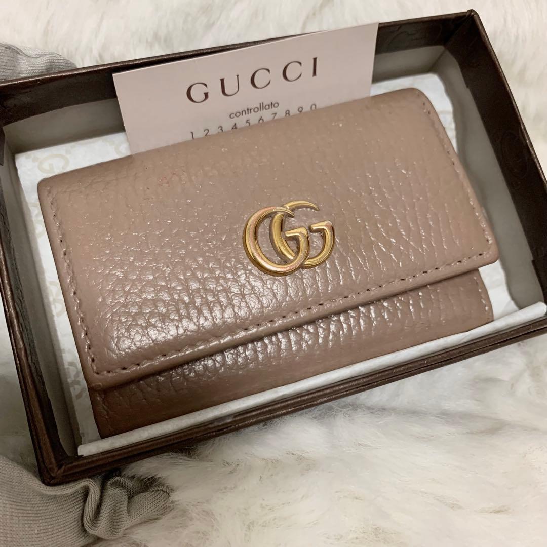 【美品】GUCCI グッチ　キーケース　6連　マーモント　GG ブラウン　箱付き