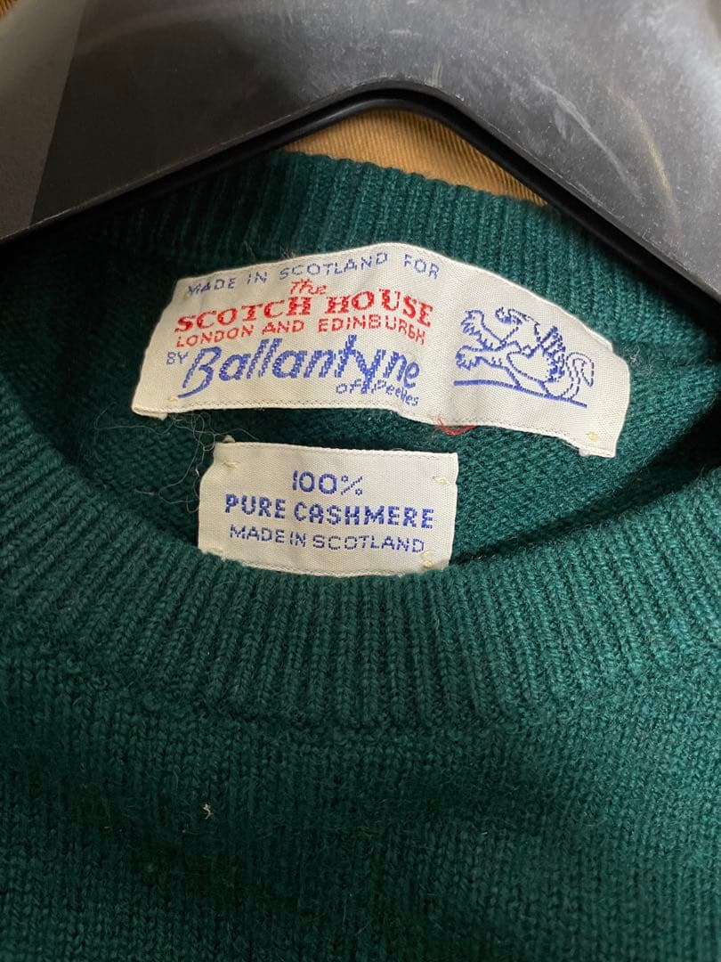 バランタインカシミア クルーネック ボトルグリーン 2ply