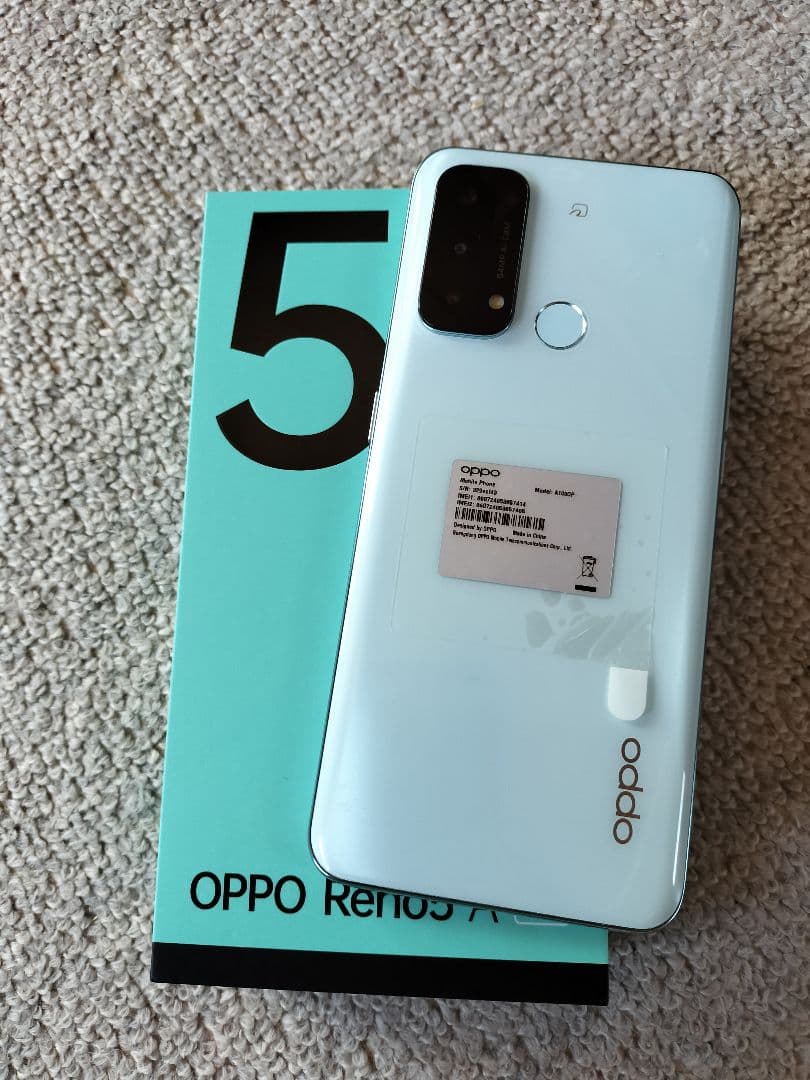 OPPO Reno5 A 5G アイスブルー 純正ケース、箱付き OPPO Reno 5A