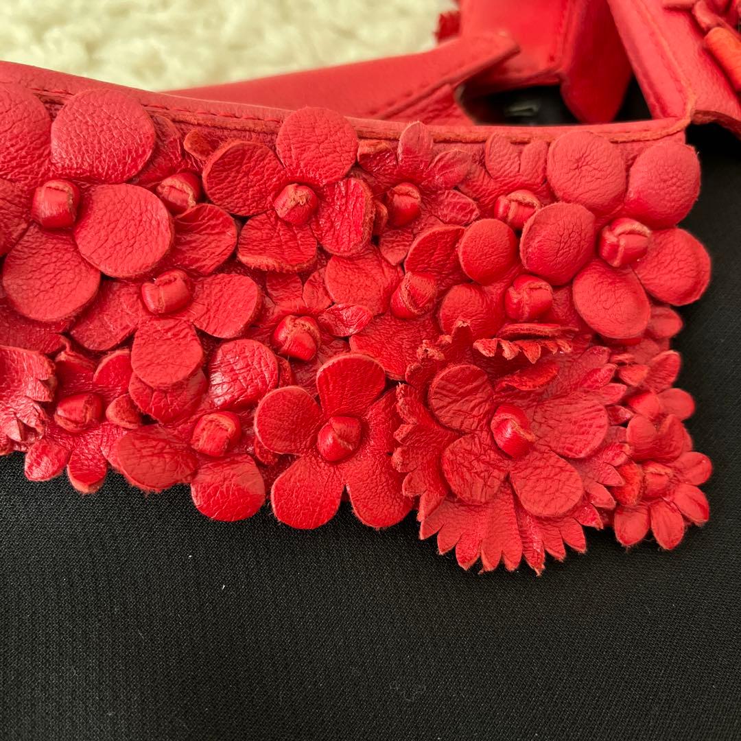 高級　ヴァレンティノ　フラワー襟　ワンピース　黒　38 ドレス　花