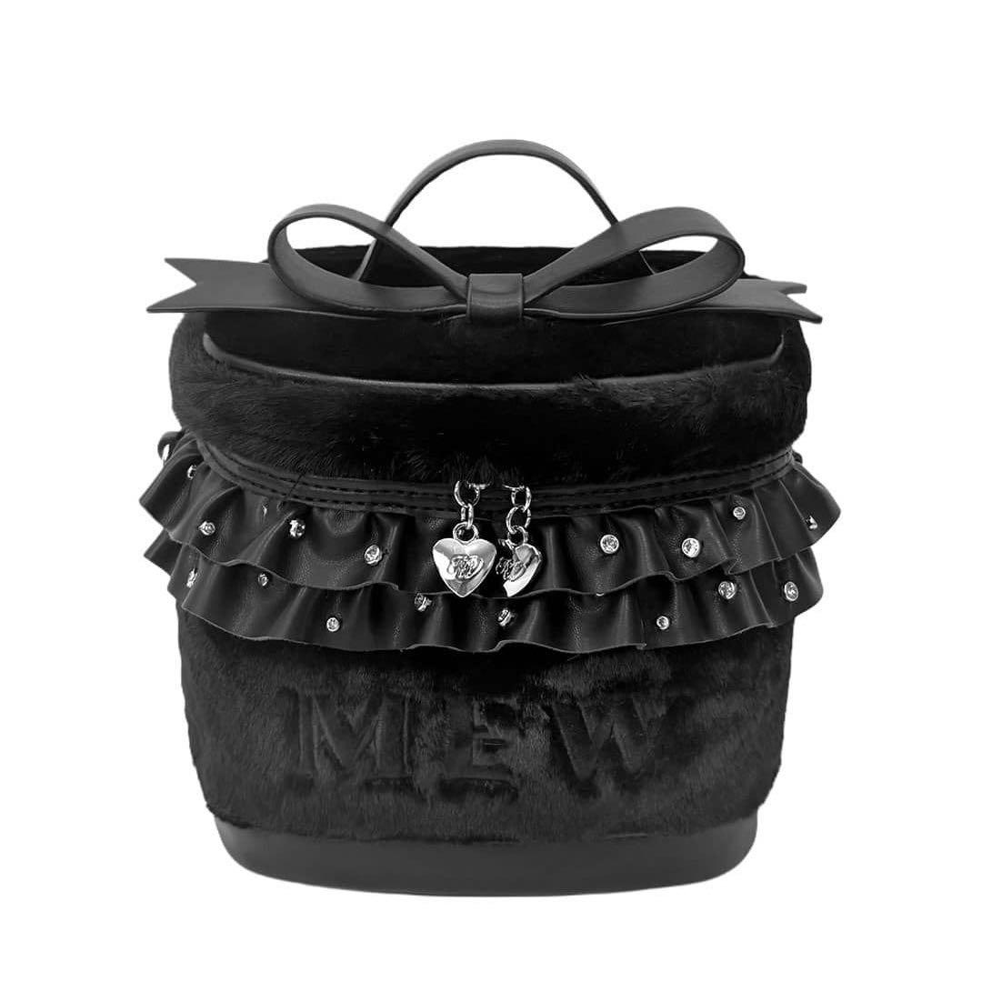 ハニーミュウ ビッグリボンファーバニティショルダーバッグ(ブラック