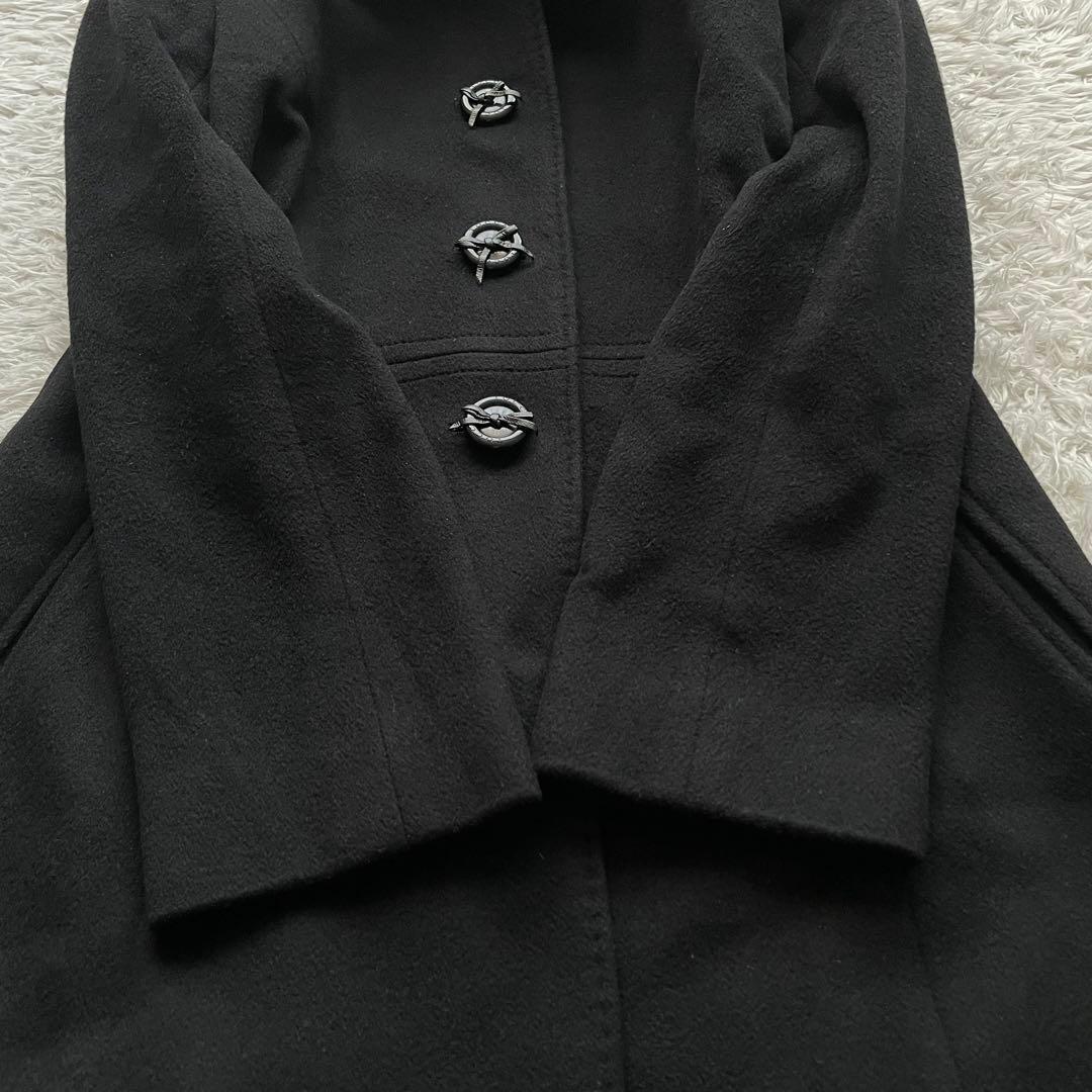 トッカ ロングコート カシミヤ フォックスファー 2way ロゴ刻印ボタン