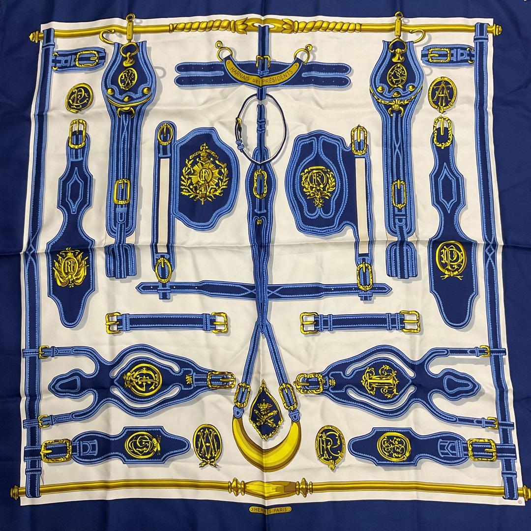 【美品】エルメス HERMES 大統領の馬具 カレ90 大判