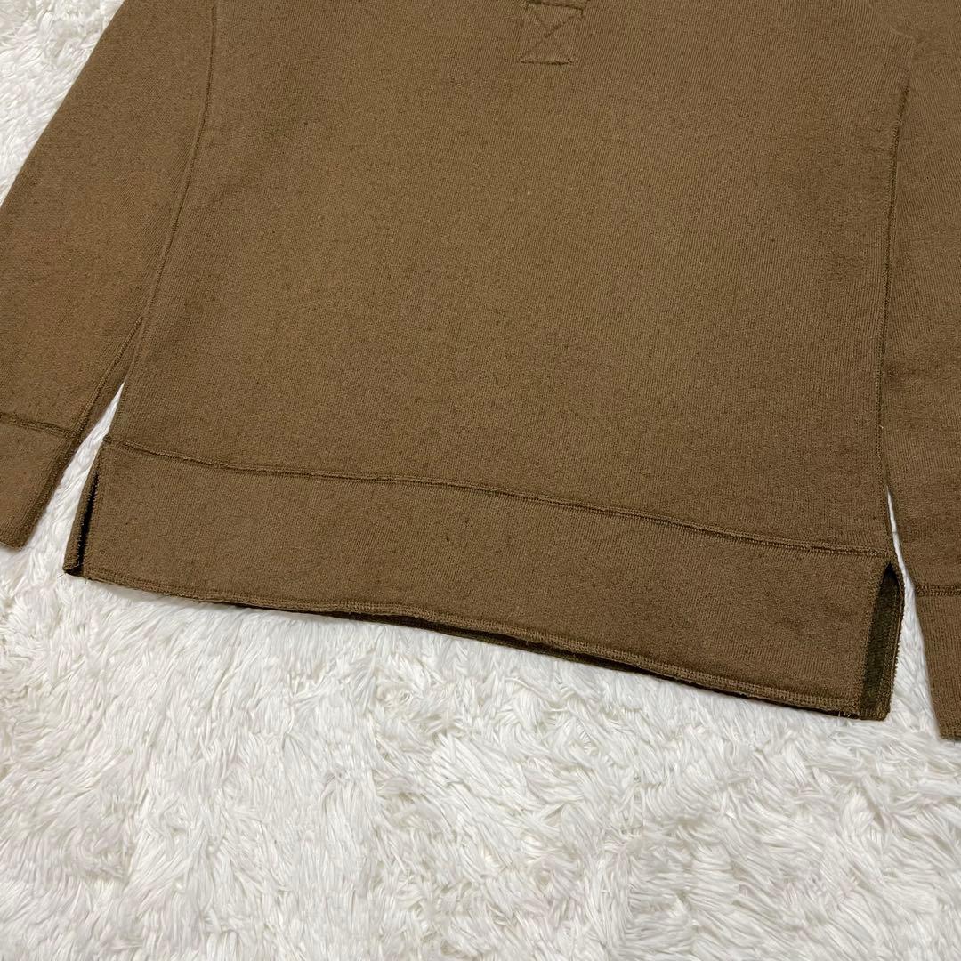 イッセイミヤケ 90s ヘンリーネック 衿リブ切替 ニット ブラウン 2サイズM