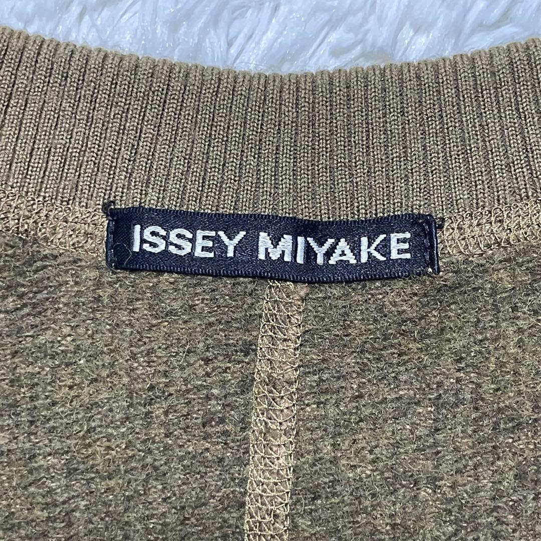 イッセイミヤケ 90s ヘンリーネック 衿リブ切替 ニット ブラウン 2サイズM