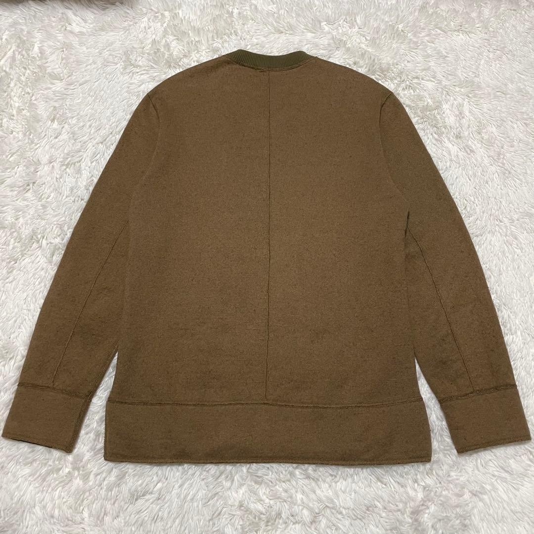 イッセイミヤケ 90s ヘンリーネック 衿リブ切替 ニット ブラウン 2サイズM