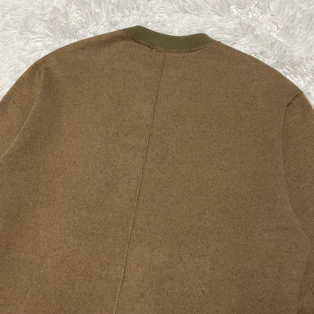 イッセイミヤケ 90s ヘンリーネック 衿リブ切替 ニット ブラウン 2サイズM