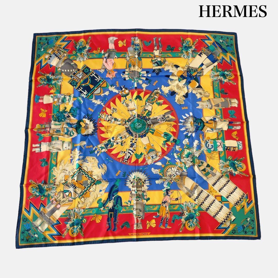 HERMESエルメスKachinas カチナ民族 ネイティブアメリカン スカーフ