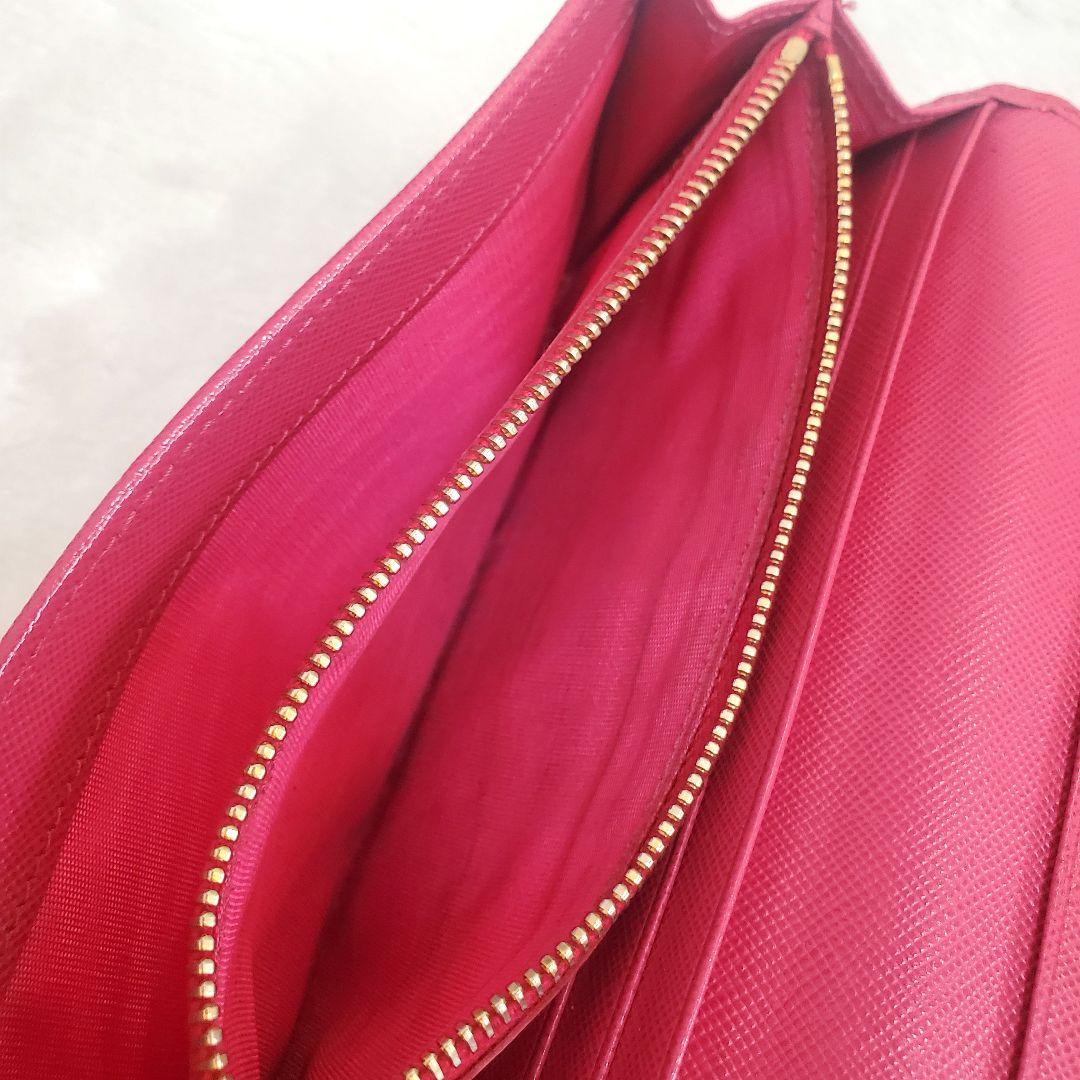 極美品 プラダ 長財布 サフィアーノ フィオッコ ブルー メタルロゴ リボン