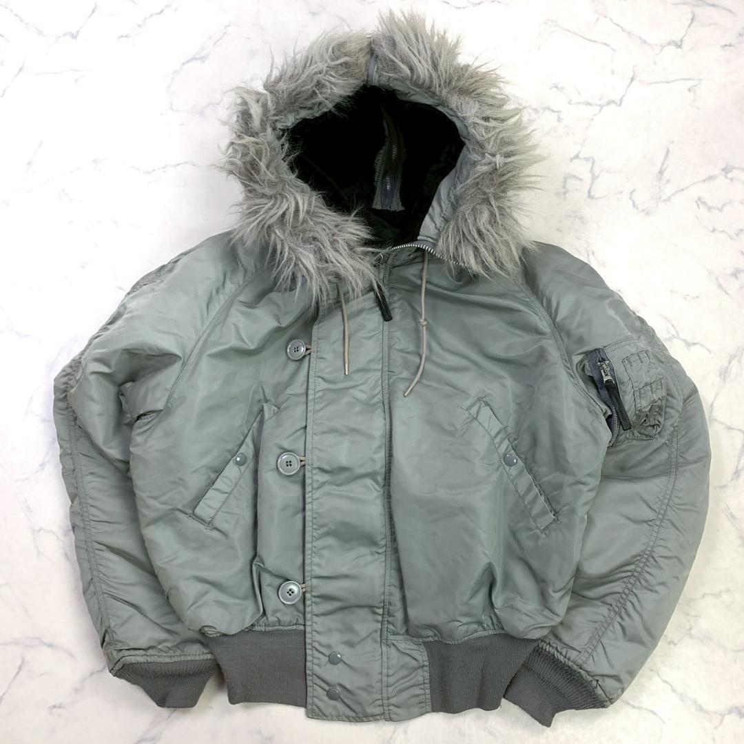 希少カラー★ 90s USA製 ALPHA N-2B シルバー L　E003