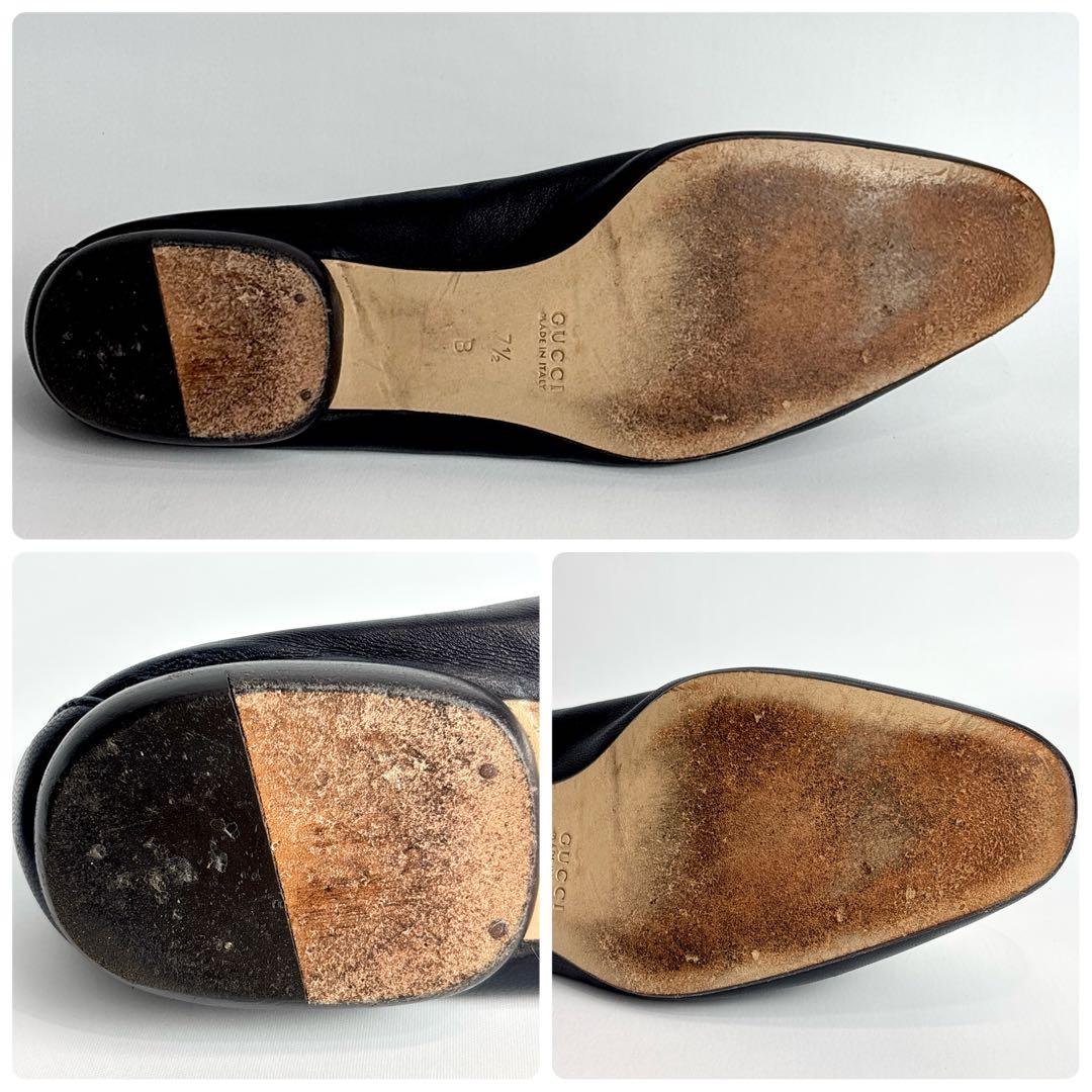 美品 GUCCI グッチ バンブー フラットシューズ ラムレザー 24.5㎝