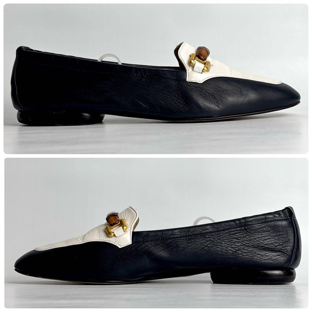 美品 GUCCI グッチ バンブー フラットシューズ ラムレザー 24.5㎝